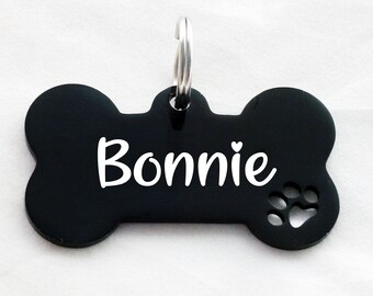 Dog Tag, Dog ID Tag, Dog Name Tag, Custom Dog Tag, Engraved Dog Tag, Dog Tag Personalized, Bone Dog Tag, Black Dog Tag Personalized for Dogs