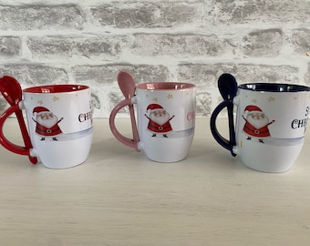 Personalised Christmas Mug With Spoon | Festive Mug | Christmas Eve Box Filler | Personalised Gift