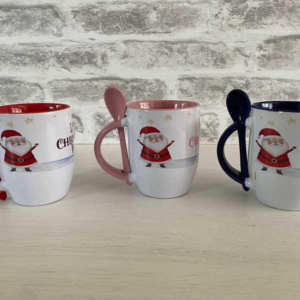 Personalised Christmas Mug With Spoon | Festive Mug | Christmas Eve Box Filler | Personalised Gift