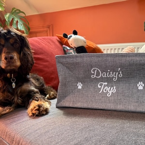 Personalised Dog Toy Storage Box | Dog Toy Box | Pet Toy Box | Puppy Gift | Personalised Doggy Gift | Pet Dog Toy Basket image 2