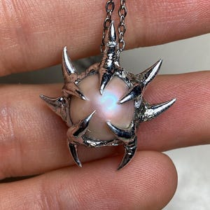 Baroque Spiky Pearl Pendant Necklace, Soft Soldered Sterling Silver Claws