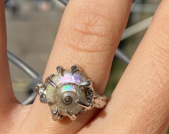 Spiral shell ring,Melted Metal Ring
