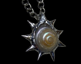 Spiral spiky shell necklace,soldering shell ocean jewelry
