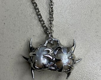 Spiky pearls Statement Necklace Liquid Metal Cybercore Cyber Necklace spiky gothic necklace soft solder