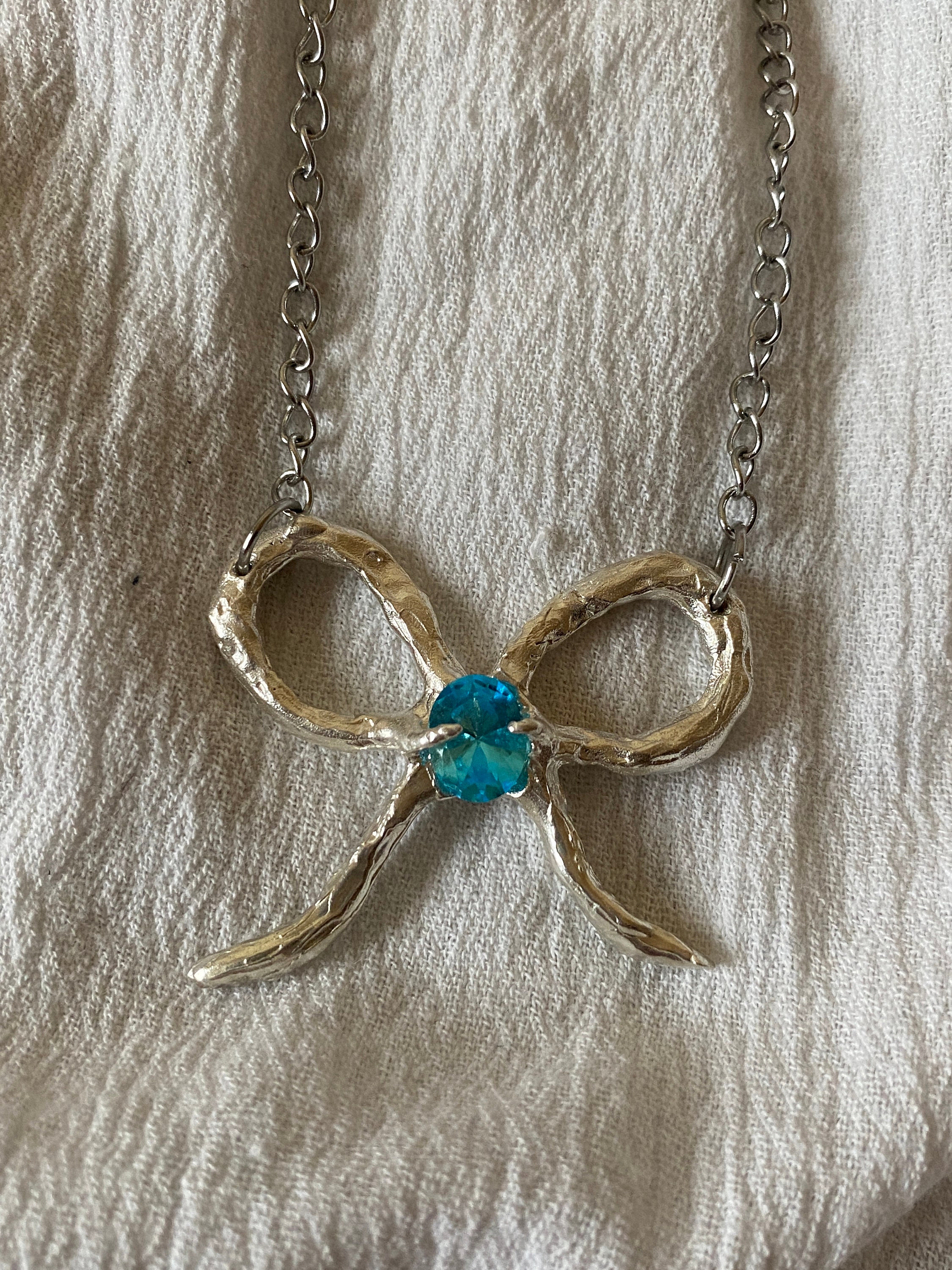 【STONEHENgE】Silver Material Ribbon Necklace SC24A34T Naga Y Necklace, Sterling Silver, Diamonds, 4.4MM