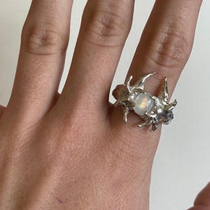 Moonstone spiky ring|thorny rings,jewelry ring|softcore|gothiccore,natural stone rings