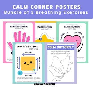 Calm corner printables, Breathing exercises art, Calming corner posters printable, Calm corner classroom, Classroom calm corner decor