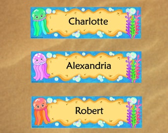 Ocean Classroom Decor, Under the Sea Classroom Theme, Printable Name Plate Tag, Ocean Name Sign, Editable Name Plates, Ocean Preschool Decor