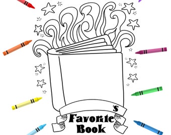 Lectura imprimible, póster de libro favorito, tablón de anuncios del mes de lectura, carteles de libros, páginas para colorear de libros, obras de arte de libros para niños para pared