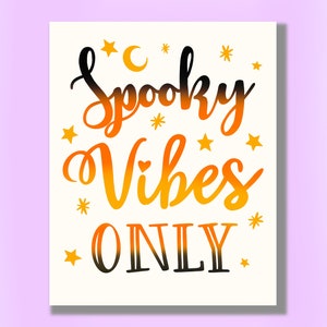 Spooky Vibes Only, Halloween Printable Wall Art, Printable Halloween Decor, Minimal Halloween Decor, Spooky Wall Decor, Pastel Halloween