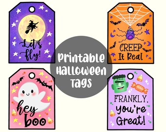 Etichette regalo di Halloween stampabili, Etichette regalo di Halloween per bambini, Etichette di Halloween per la scuola, Etichette di Halloween Download digitale, Etichette per borse regalo