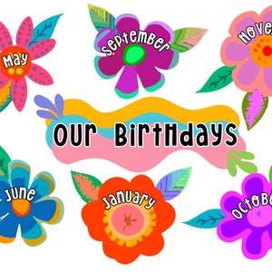 Flower classroom theme, Nature classroom decor, Classroom birthday display, Editable classroom posters, Birthday bulletin board printable