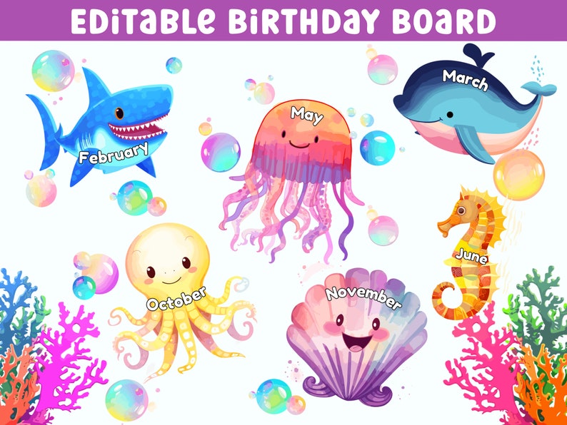Under the Sea Classroom Decor, Ocean Classroom Theme, Birthday Bulletin