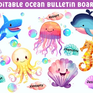 Under the sea classroom decor, Ocean classroom theme, back to school board, welcome back to school, back to school printable, ocean animals