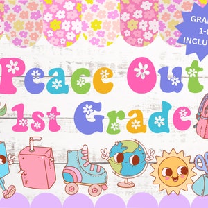 End of school year bulletin board, end of year bulletin board kit, groovy classroom decor, summer classroom decor, pastel classroom theme
