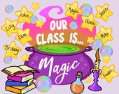 Halloween Classroom Door Decor, Printable Halloween Wall Art, Halloween Bulletin Board Kit, Printable Witch Art, School Halloween Party