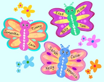 Butterfly Birthday Display, Printable Classroom Birthday Chart, Birthday Wall Calendar, Birthday Wall Decor, Butterfly Theme Class Posters
