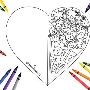 Cartoline da colorare per bambini, Cartoline da colorare per San Valentino, Bouquet di cuori, Attività da colorare, Note d'amore vuote, Cartolina di San Valentino per bambini