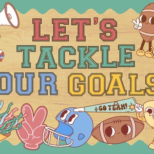 Sports bulletin board, gym class bulletin board, school gym bulletin board, school spirit, sports theme class decor, goals bulletin board