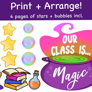 Halloween Classroom Door Decor, Printable Halloween Wall Art, Halloween Bulletin Board Kit, Printable Witch Art, School Halloween Party image 2