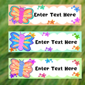 Butterfly Theme Classroom Decor, Butterfly Desk Name Plate, Nature Classroom Decor, Desk Name Template Editable Name Tags Printable