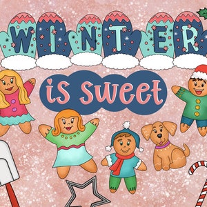 Winter Bulletin Board Kit, Christmas Classroom Door Decor, Winter Classroom Door Decorations, Gingerbread Theme Party, Printable Winter Art