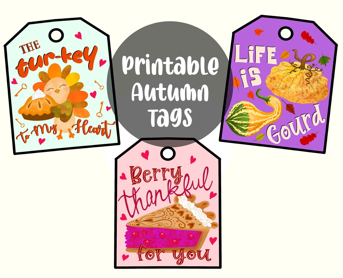 Printable Fall Gift Tags Fall Party Favor Tag Autumn Harvest - Etsy