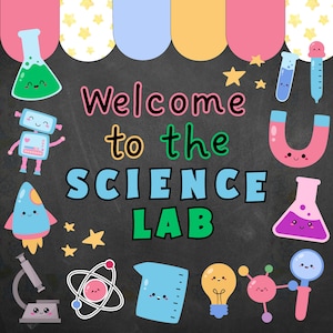 Tablón de anuncios de laboratorio de ciencias, decoración de aula de ciencias, letrero para puerta de laboratorio de ciencias, profesor de ciencias, carteles para aula de ciencias, arte de química