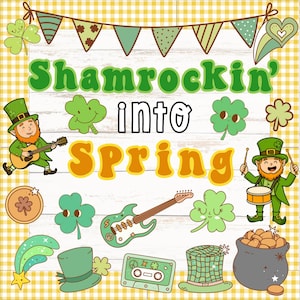 St. Patrick&#39;s Day bulletin board, march bulletin board, St. Patrick&#39;s Day classroom decor, march classroom door ideas, shamrock bulletin