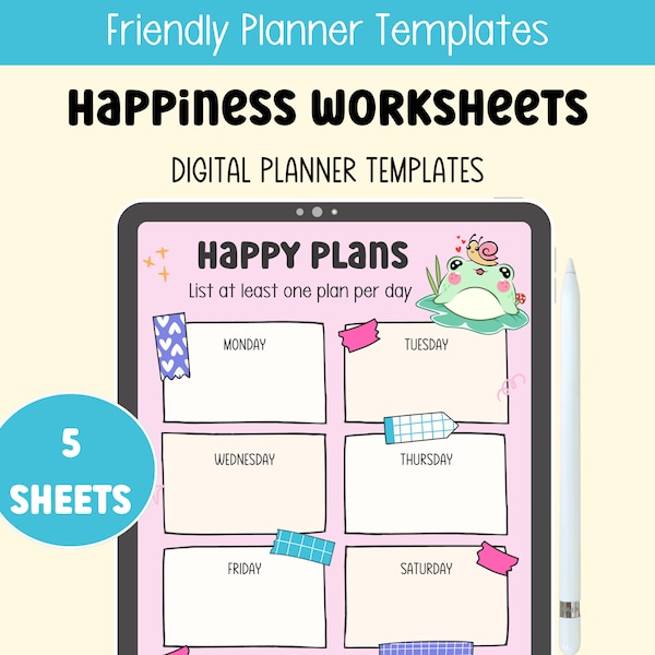 Happiness planner, Happiness workbook, Happiness journal, Gratitude journal for teens, Happy planner printable, Gratitude worksheet