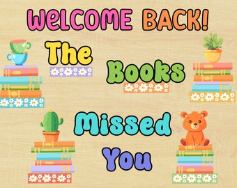 Bibliotheek prikbord decoraties, klaslokaal decor lezen, de boeken hebben je prikbord gemist, prikbord downloaden