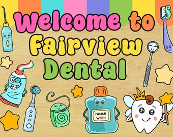 Dentist office wall decor, Pediatric dental office, Pediatric dentistry, Dentist wall art, Dental clinic sign, Dentist bulletin board