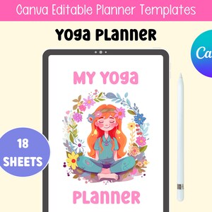 Digital yoga planner, Mindfulness planner template, Digital meditation planner, Daily meditation journal, Wellness journal, Workout planner