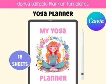 Digital yogaplanerare, Mall för mindfulnessplanerare, Digital meditationsplanerare, Daglig meditationsdagbok, Wellnessdagbok, Träningsplanerare