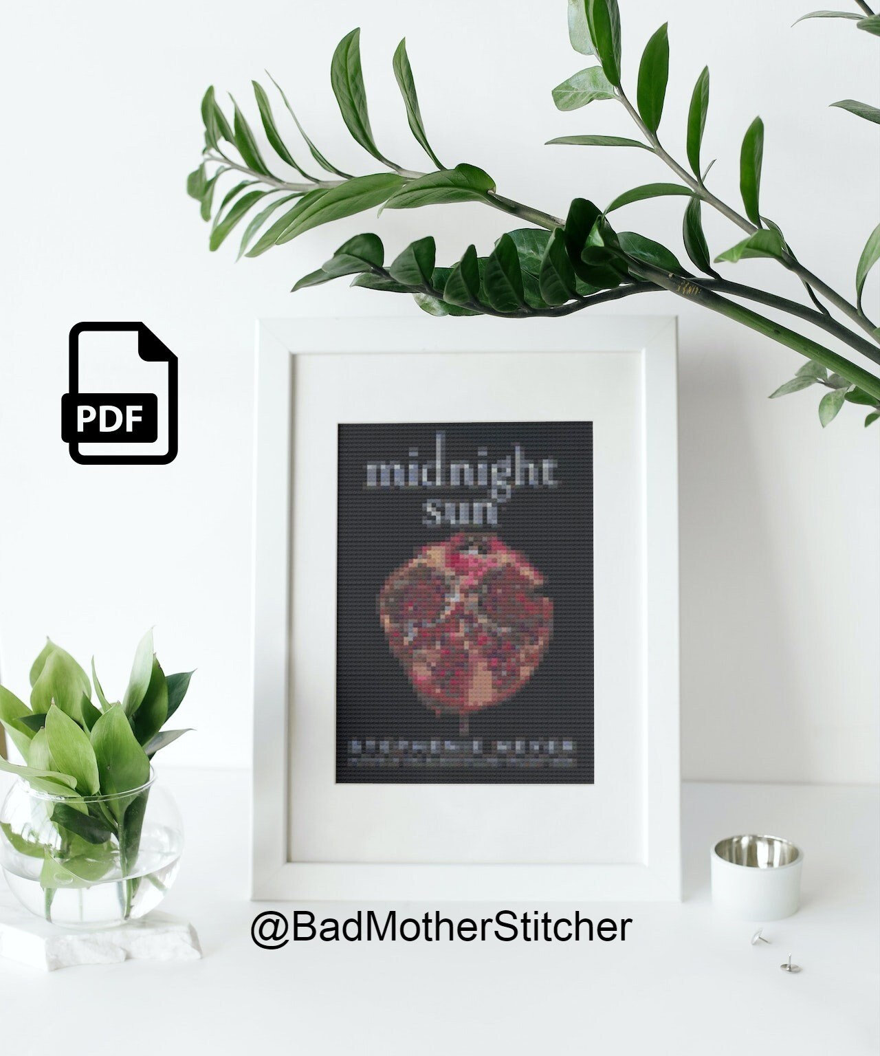 Twilight's Midnight Sun Book Cover Handmade Counted Cross-Stitch