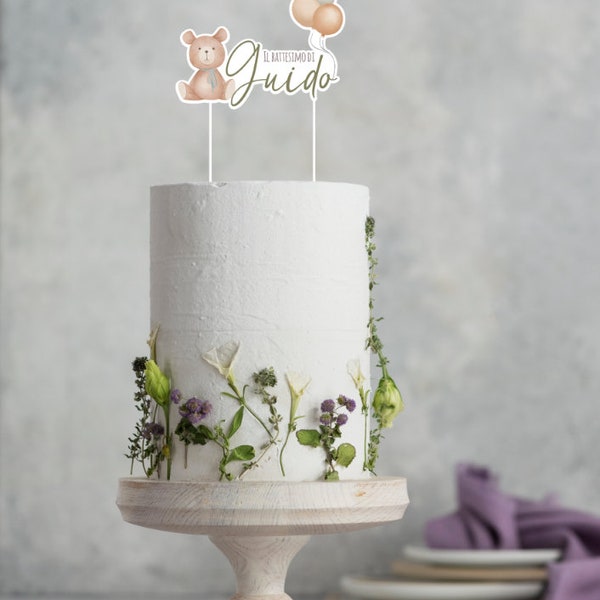 Cake topper decorativo e personalizzabile per la torta del vostro bambino orsetto e palloncini