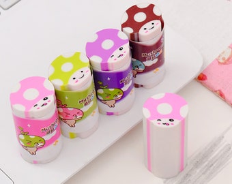 Kawaii Mushroom Cylindrical Eraser Rubber