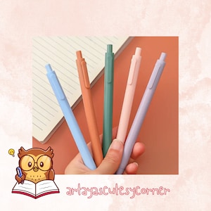 5pcs Macaron Retro Gel Pen Set - Black Ink Gel Pens