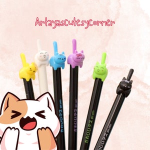 Kawaii Cat Colored Gel Pen - Stationery Lover Gift - Planner Journal Pen
