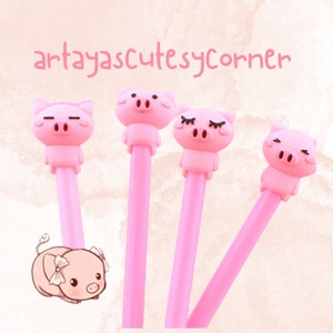 Bolígrafo de gel de dibujos animados de cerdo Kawaii - Lindos útiles escolares