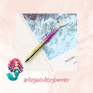 Stylo gel fantaisie métallique queue de poisson sirène