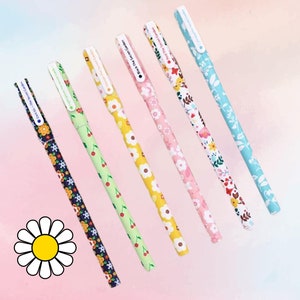 6 stuks decoratieve gekleurde gelpennen met bloemenpatroon