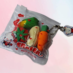 Kawaii Vegetable Food Eraser Rubber Set - Cute School Stationery Supplies