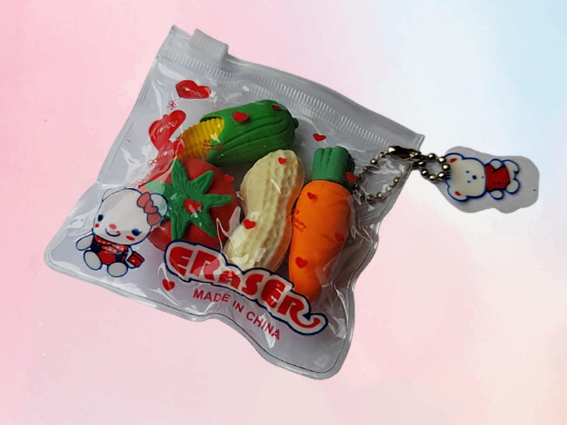 Kawaii Vegetable Food Eraser Rubber Set - Cute School Stationery Supplies