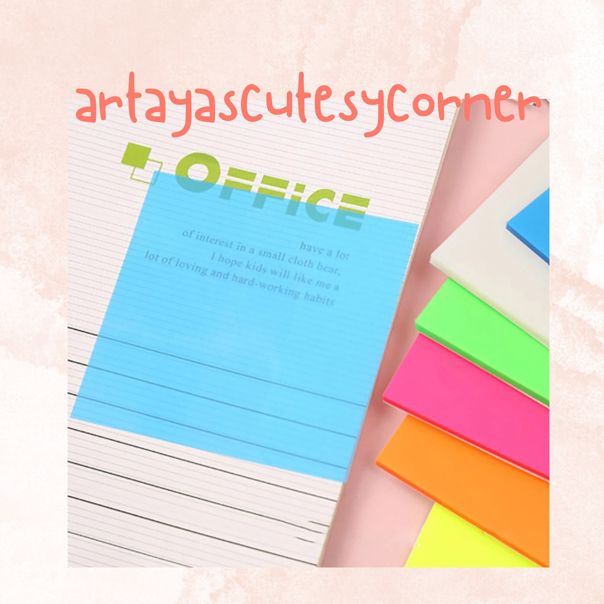 mil9us Transparent Sticky Notes 50 Sheets Pastel