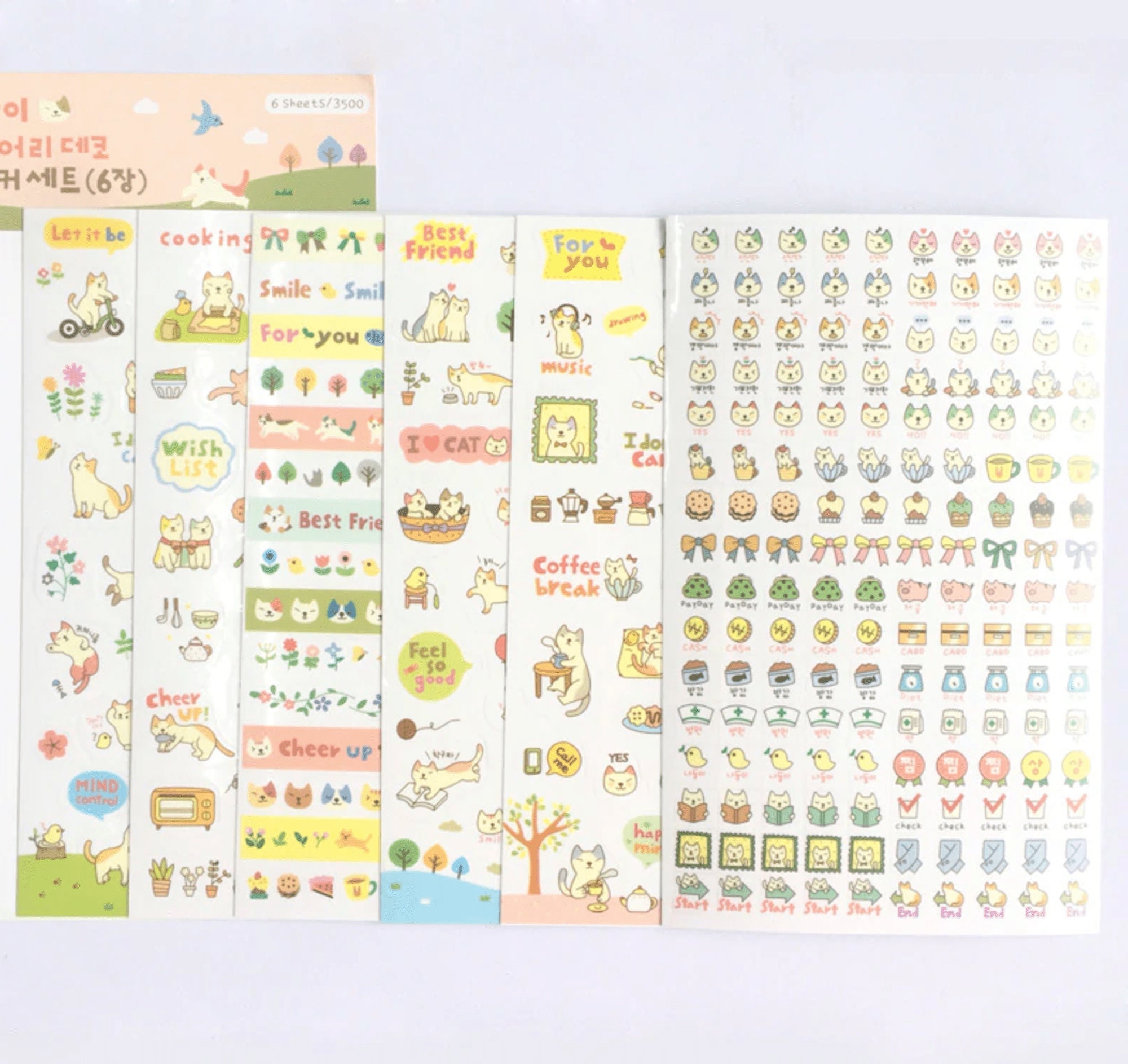Korean Transparent PVC Cute Kawaii Cat Stationery Stickers - Etsy UK