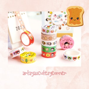 Cinta Washi decorativa Kawaii dibujos animados comida vegetal gato Pengin chica