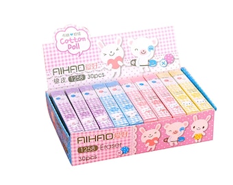 Strip Kawaii Cute Pastel Gum Eraser - Cute School Stationery Supplies