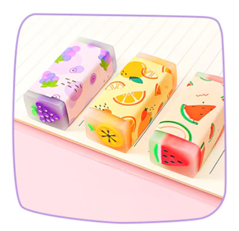 Kawaii Fruit Erasers Etsy