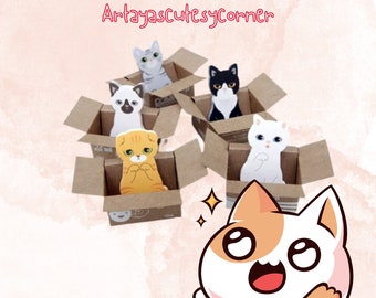 Cute Boxed Cat Mini Sticky Notes - Kitten Page Markers